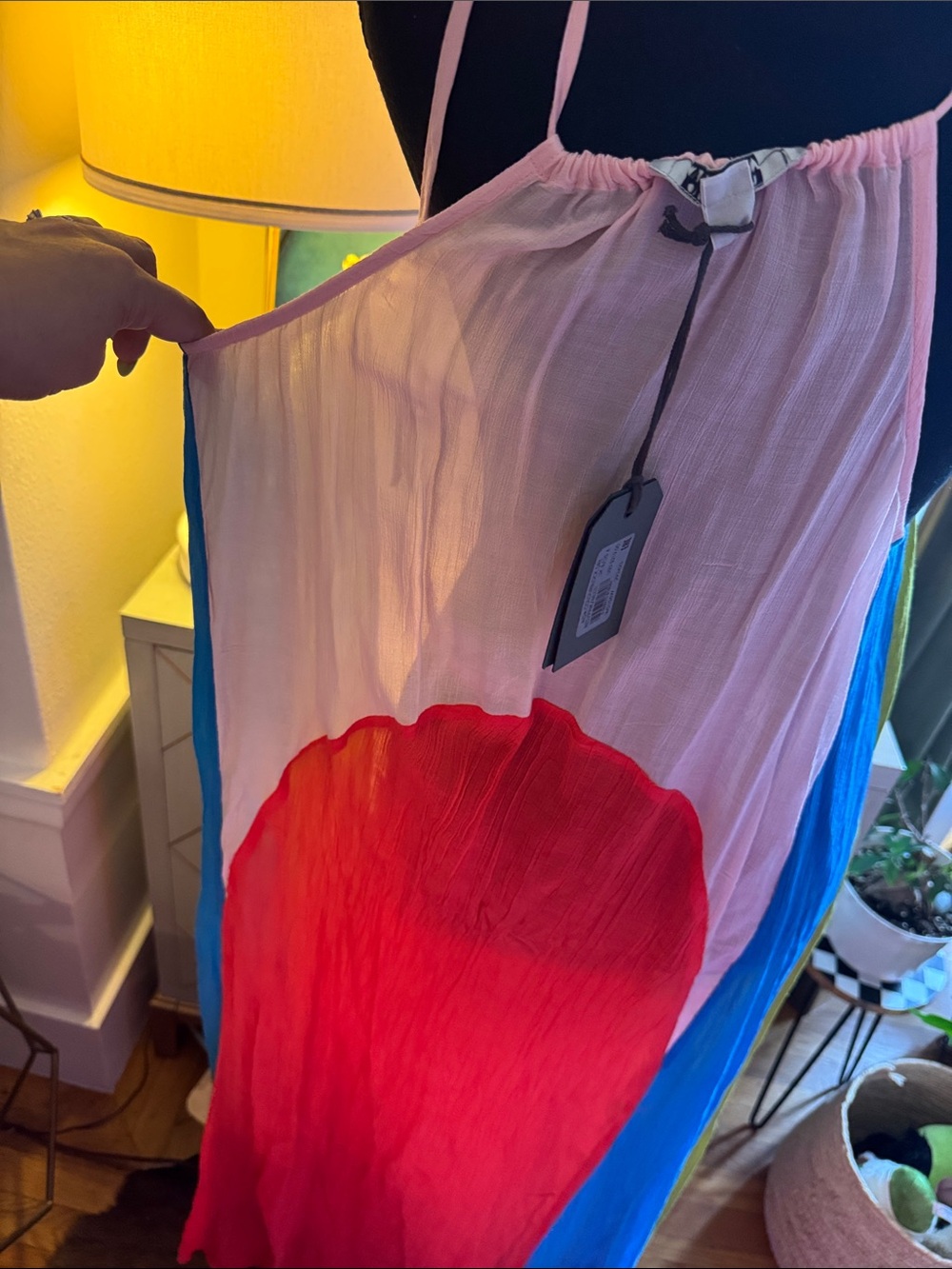 All Saints Pink, Coral and Olive Colorblock Maxi Dress - Picture 10 of 12